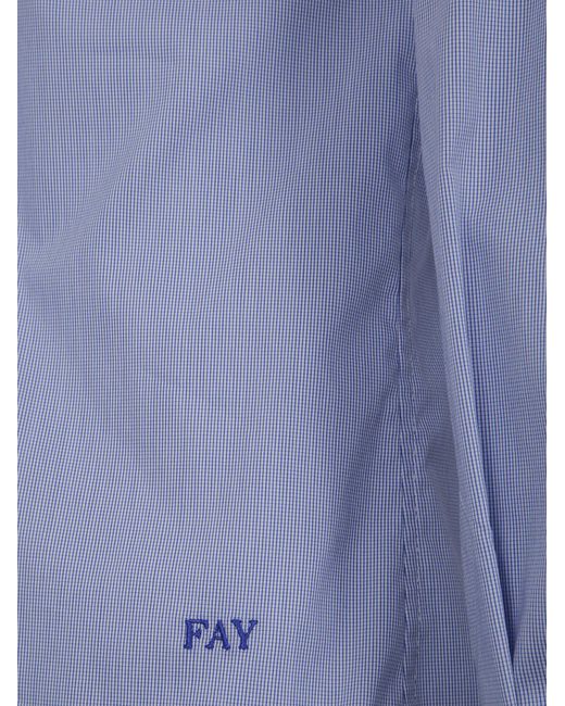Fay Blue Logo-Embroidered Shirt for men