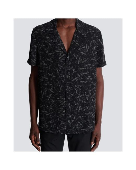 Balmain Black Short Sleeve Shirts for men