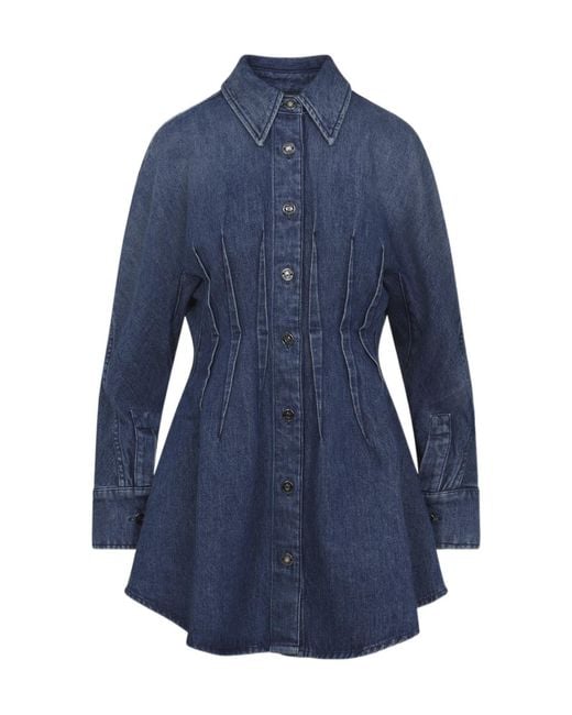 Givenchy Blue Collared Long-Sleeve Mini Denim Dress