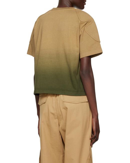 Dion Lee Green Sunfade-Effect Shoulder-Pad T-Shirt