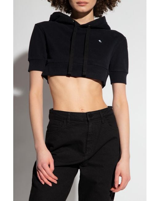 Raf Simons Black Cropped Short-Sleeve Hoodie