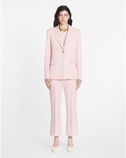 Lanvin Pink Pleated-Detail Flared Cropped Trousers