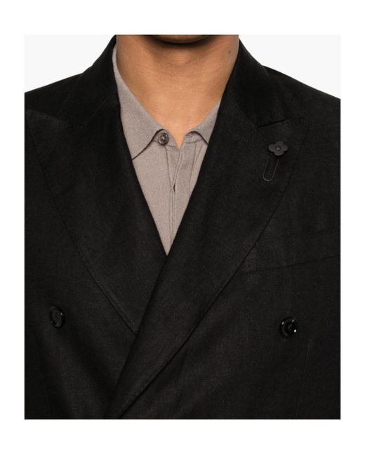 Lardini Black Double-Breasted Blazer for men