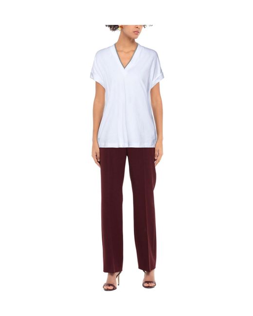 Brunello Cucinelli Blue Solid Color Stretch T-Shirt