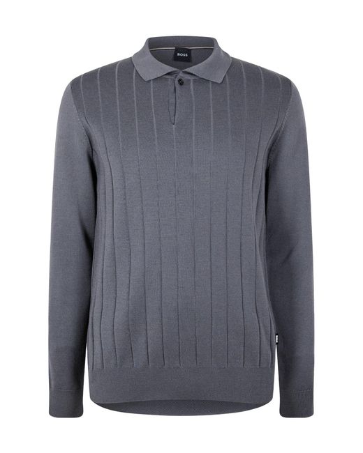 Boss Blue Solid Color Minimalist Knit Sweater for men