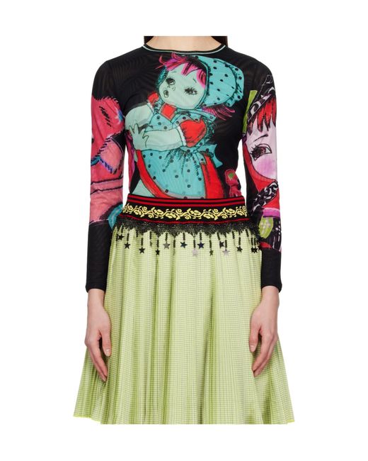 Chopova Lowena Green Long-Sleeved Mesh Top for men