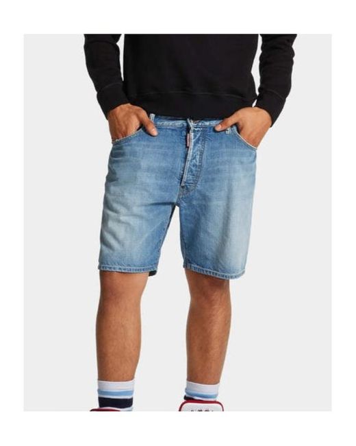 DSquared² Blue Logo Patch Denim Shorts for men