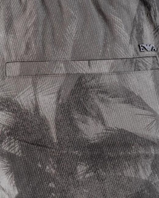 Emporio Armani Gray Logo-Printed Drawstring Shorts for men