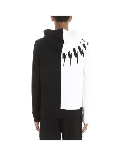 Neil Barrett Black Hooded Matching Color Sweater for men