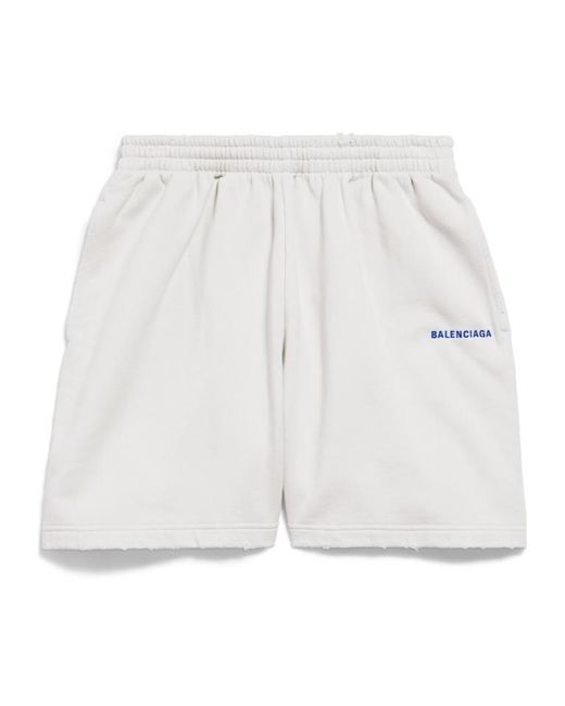 Balenciaga White Logo Embroidered Bermuda Shorts for men