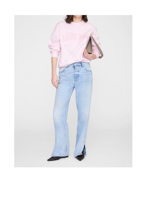Anine Bing Pink Spencer Logo Sweatshirt