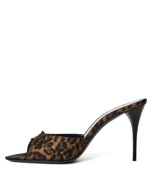 Saint Laurent Brown Leopardprint Squaretoe Mule Sandal