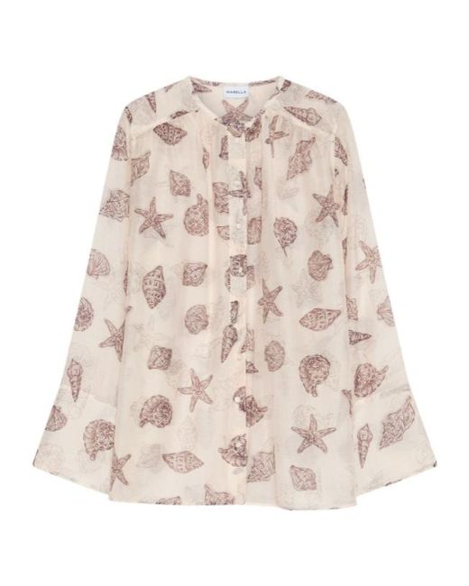 Marella Natural Printed Voile Top