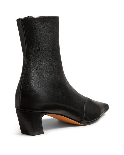 Khaite Black Square-Toe Ankle Boots
