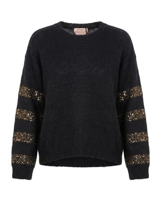 Twinset Black Crew Neck Long-Sleeved Sweater
