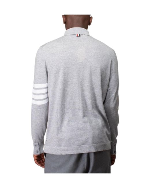 Thom Browne Gray 4-Bar Knitted Cardigan for men
