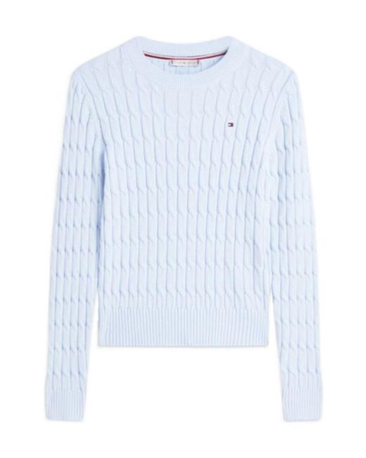 Tommy Hilfiger Blue Cable-Knit Logo Sweater