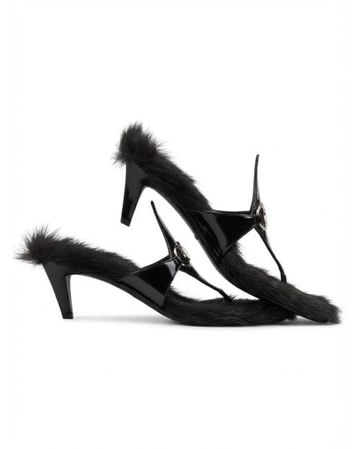 Gucci Black Horsebit Thong Sandals