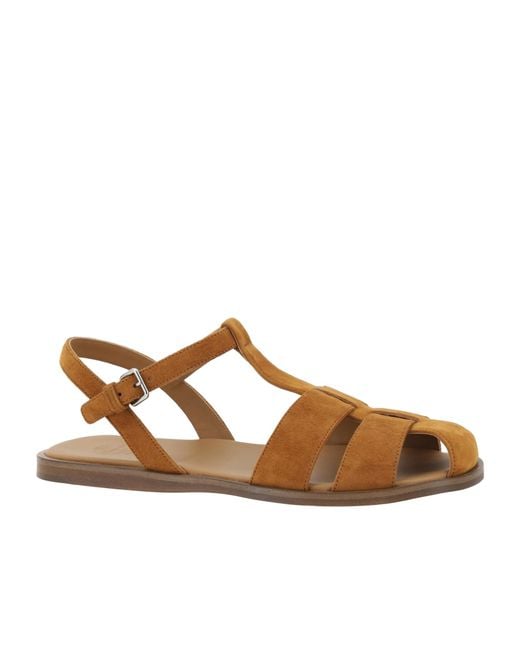 Church's Brown Suede Caged Design Buckle Closure Sandals