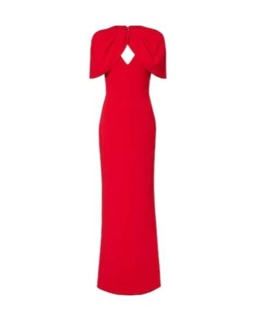 Rebecca Vallance Red Cameron Caped Crêpe Gown