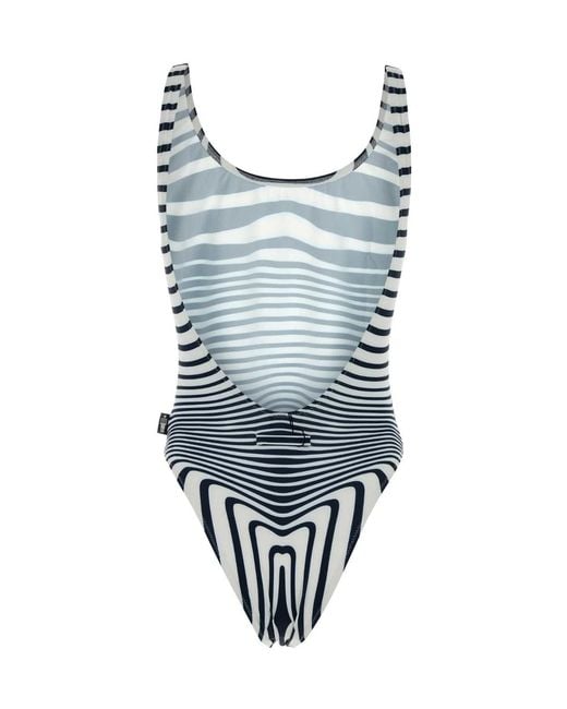 Jean Paul Gaultier Blue Marinière Morphing Swimsuit Beachwear