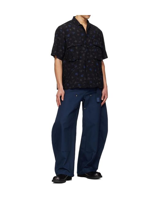 Sacai Blue Floral Print Shirt for men