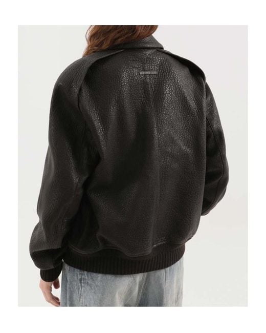 1989 STUDIO Black Press-Stud Leather Jacket for men
