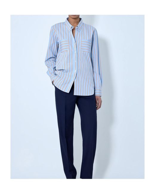 Dries Van Noten Blue Striped Loose Fit Shirt