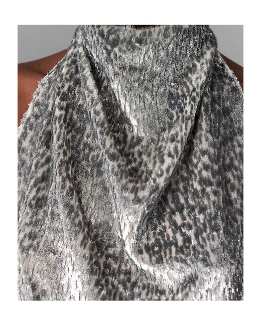 Stella McCartney Gray Metallic Effect Halterneck Top