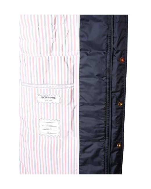 Thom Browne Blue 4-Bar Hooded Down Coat for men