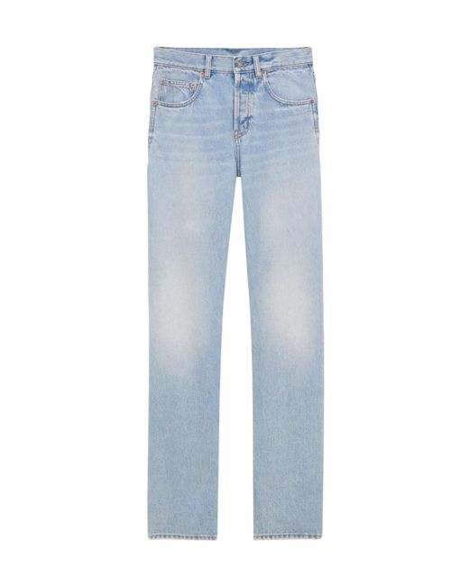Saint Laurent Blue Mid-Rise Baggy Jeans for men