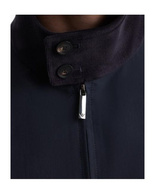 Emporio Armani Blue Blouson Jacket With High Collar And Angled Flap Pockets for men