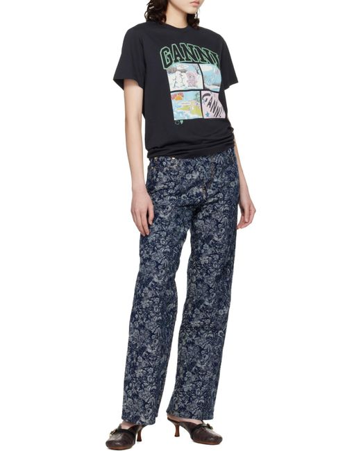 Ganni Black "Bear Comic Teddy" T-Shirt