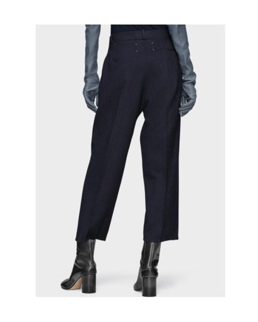 Maison Margiela Blue Pinstripe Wool Trousers