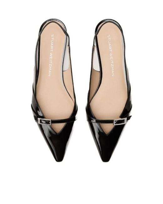 Stuart Weitzman Black Pointed-Toe Flat Sandals