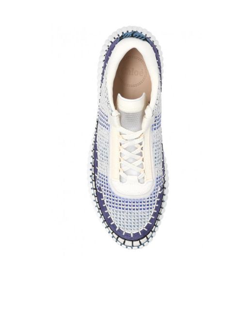 Chloé Blue Chloé Lower-Impact Mesh Nama Sneakers