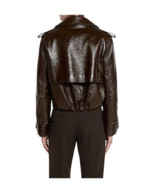 Gucci Brown Double-Breasted Leather Jacket for men