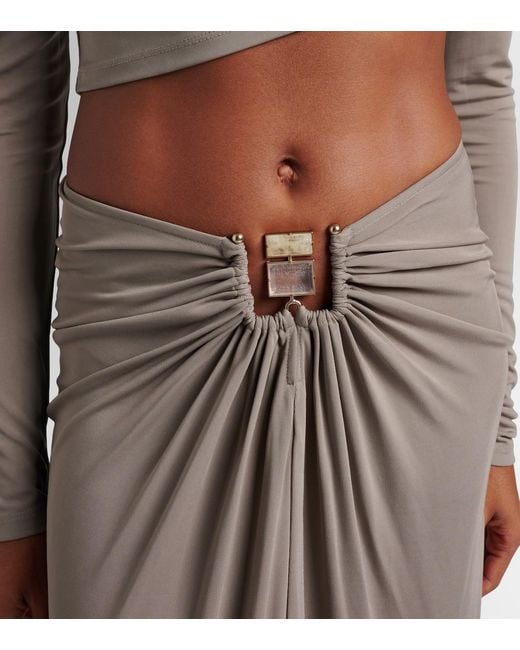 Christopher Esber Brown Bezel Quartz Gathered Jersey Maxi Skirt