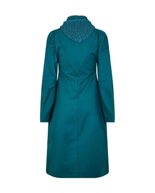 Bottega Veneta Blue Long Hooded Trench Coat