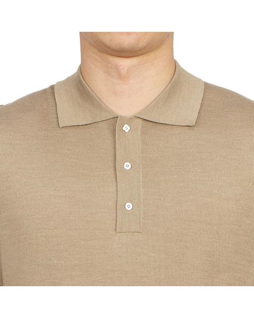 Lardini Natural Long-Sleeve Knitted Polo Shirt for men