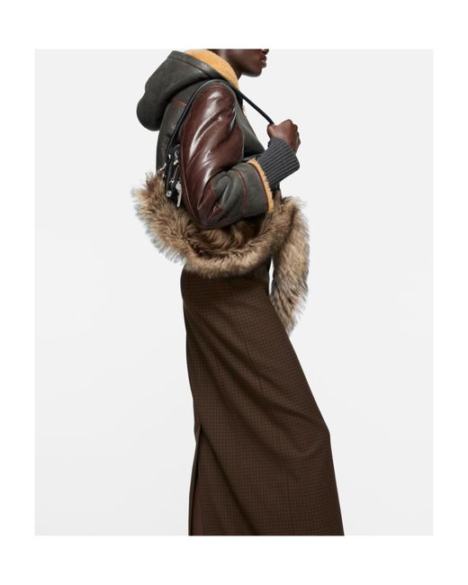 Acne Brown Hooded Leather Jacket