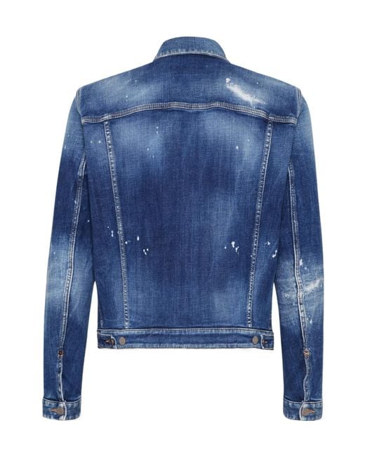 DSquared² Blue Distressed Denim Jacket for men