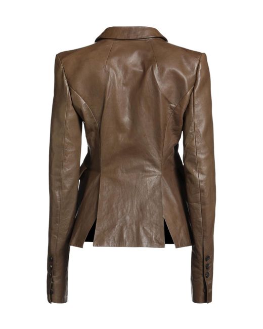 Rick Owens Brown Single-Breasted Blazer