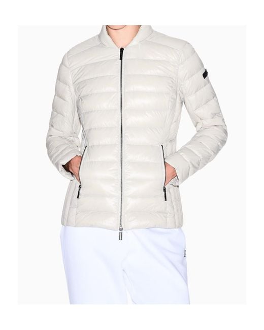 ARMANI EXCHANGE White Lightweight Down Jacket Slim-Fit Jacket