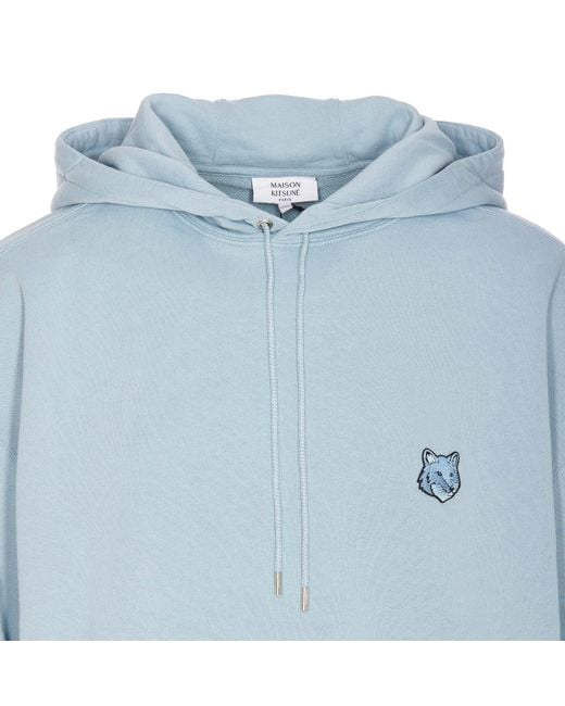 Maison Kitsuné Blue Bold Fox Head Patch Drawstring Hoodie for men