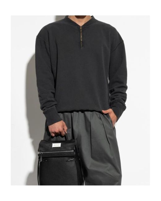 Maison Margiela Gray Half-Zip Cotton Sweatshirt for men