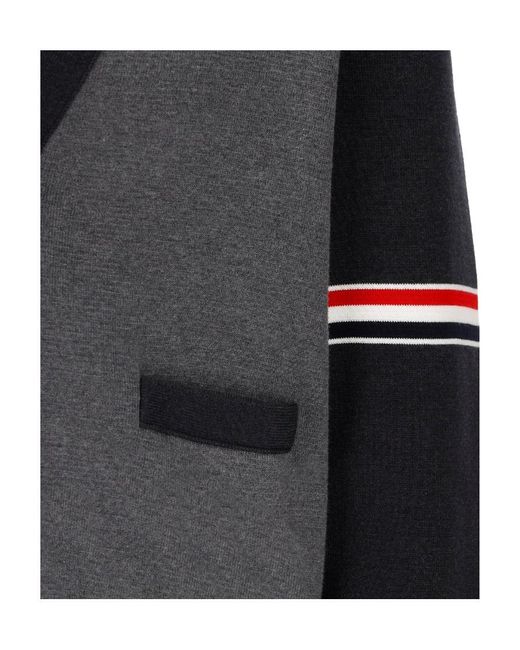 Thom Browne Black Color-Block Buttoned Cardigan for men