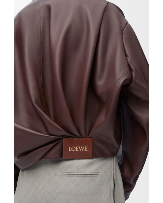 Loewe Brown Draped Leather Jacket
