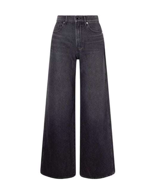 Veronica Beard Blue Kasey Mid-Rise Wide-Leg Jeans