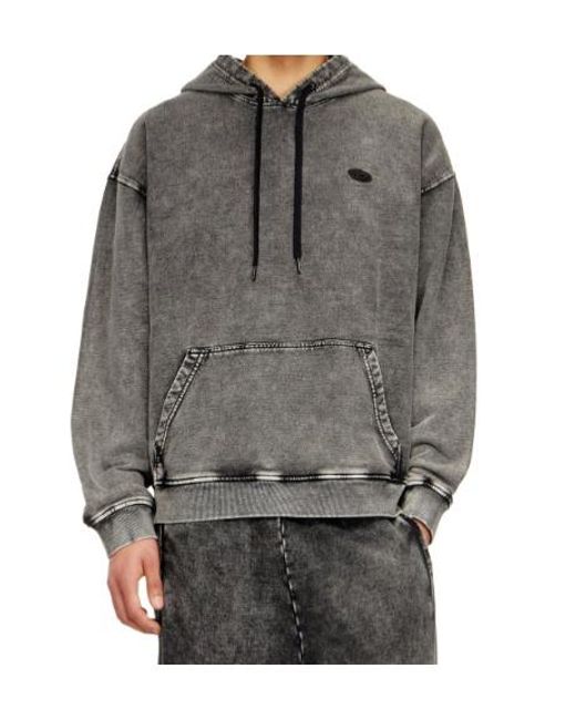 DIESEL Gray Boxt-Hood-Den Hoodie for men